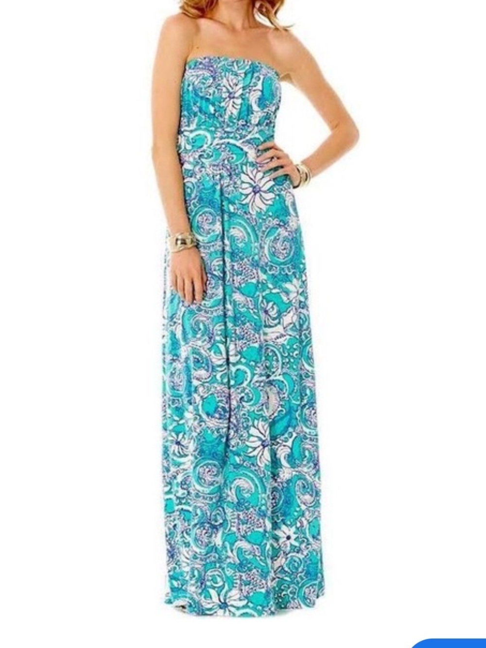 Lilly Pulitzer Holbrook Strapless Maxi Dress in “Montauk Seafoam Green” SMALL